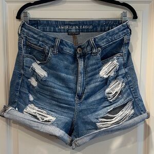 American Eagle Outfitters Women's Ripped Blue Jean Shorts